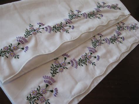 Olivers Bungalow Violets Embroidered Pillowcases