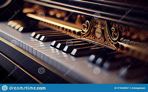 Closeup Of Antique Piano Keys And Wood Grain With Sepia Tone Stock