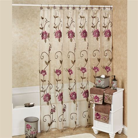 Larissa Embroidered Floral Sheer Shower Curtain