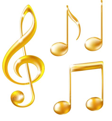 Musical Symbols In Gold Treble Clef And Notes Vector Tone Retro