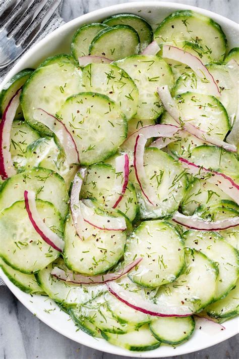 Marinated Cucumber Salad With Creamy Dill Sauce Cucumber Recipes