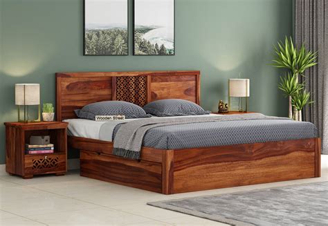 Buy Cambrey Bed With Storage King Size Teak Finish Online In India