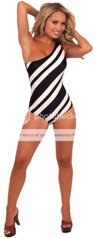 Asymmetrical One Shoulder Beaded One Piece Stripe Swimsuit Bathing Suit Swimwear Ebay