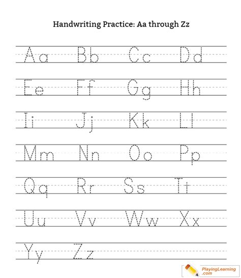 Handwriting Practice Letter A Through Z Uppercase Lowercase Free Handwriting Practice Letter A
