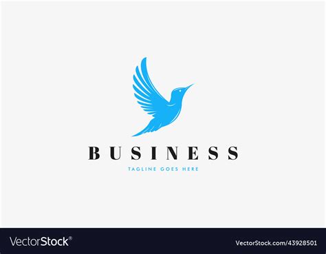 Blue Bird Logo With Flying Bird Silhouette Vector Image
