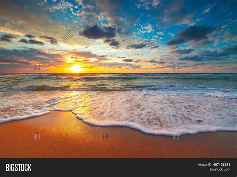 Beach Sunrise Over Image And Photo Free Trial Bigstock