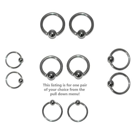 Pair Of Steel Captive Bead Ring Cbr Earrings Gauge Ebay