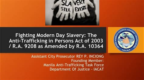 The Anti Trafficking In Persons Act Of 2003 Ra 9208 As Amended By R