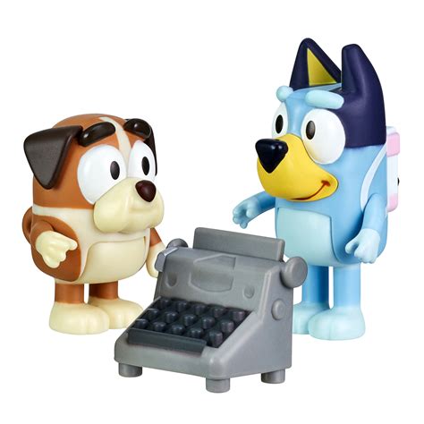 Bluey School Friends Bluey And Winton With Typewriter Figurines 2 Pack