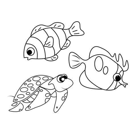 Vector Sea Life Coloring Page For Kids And Adult Illustration Art