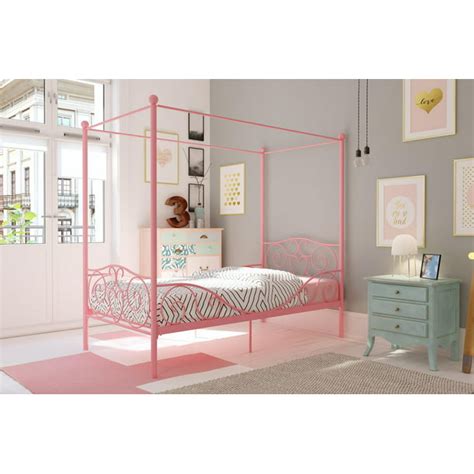 Dhp Canopy Metal Bed Twin Size Frame Pink