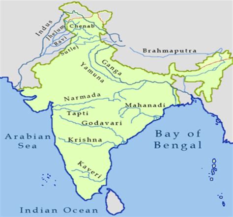 Rivers Of India Map With Names
