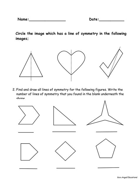 Symmetry Practice Worksheet Worksheets For Kindergarten