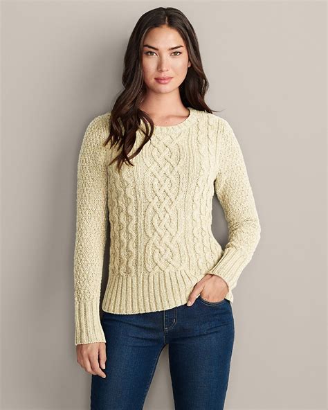 Cable Crewneck Sweater Eddie Bauer Sweaters For Women Sweaters Crew Neck Sweater
