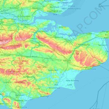Kent Topographic Map Elevation Relief