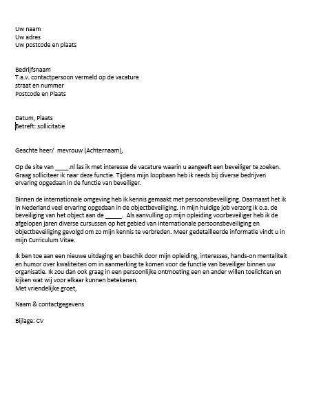 Voorbeeld Sollicitatiebrief