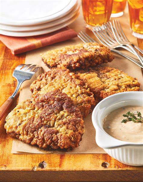 Enjoy fillet steak with sauce for a healthy dinner that also boasts sweet potato fries, spinach and cherry tomatoes. Chicken Fried Steak with Cream Gravy Recipe
