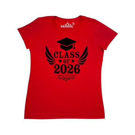 Inktastic Class Of 2026 With Graduation Cap And Wings Womens T Shirt