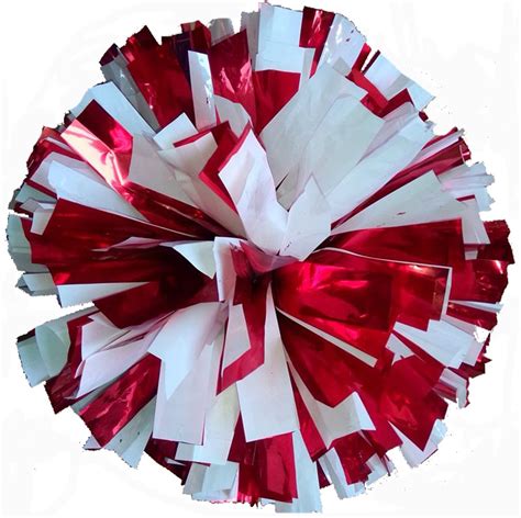 metal red mix white cheerleading pom poms 2pieces lot cheerleader pompon with rings handle the