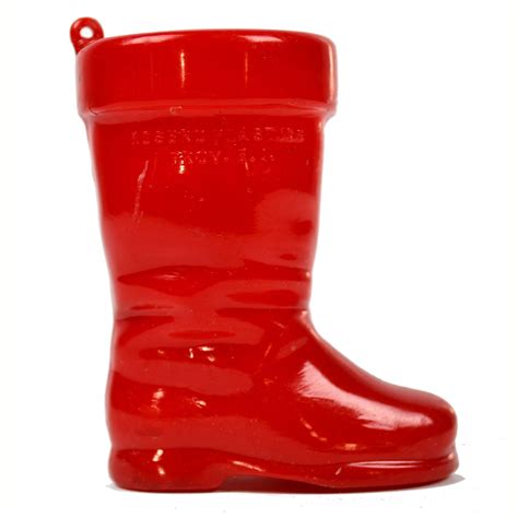 Vintage Rosbro Red Plastic Santa Boot Christmas Ornament Candy Container This Hard Plastic