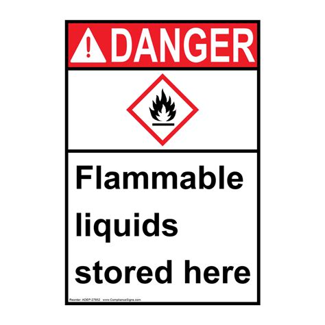 Vertical Hazmat Sign Or Label Flammable Liquids Storage Ansi Ghs