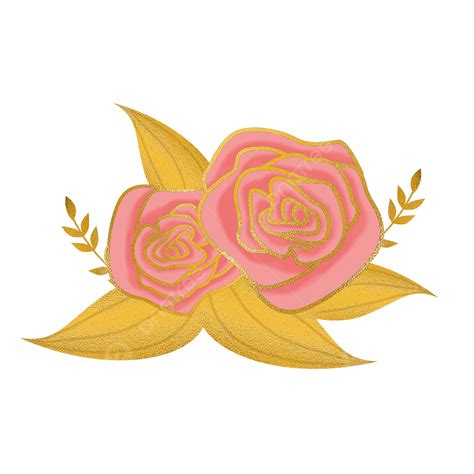 Lámina De Oro Glitter Rose Floral Gold Png Flor Rosa Con Purpurina