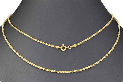 Real 14k Yellow Gold 18mm Diamond Cut Rope Chain Pendant Necklace