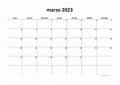Plantilla De Calendario Marzo 2023 Imagesee