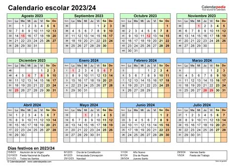 Calendario Escolar 2023 2024 En Word Excel Y Pdf