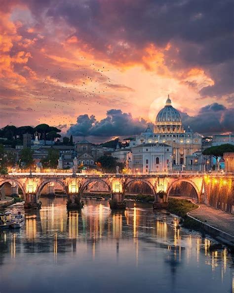 Sunset Over The Beautiful City Of Rome In Italy 😍 Rome Tours Most