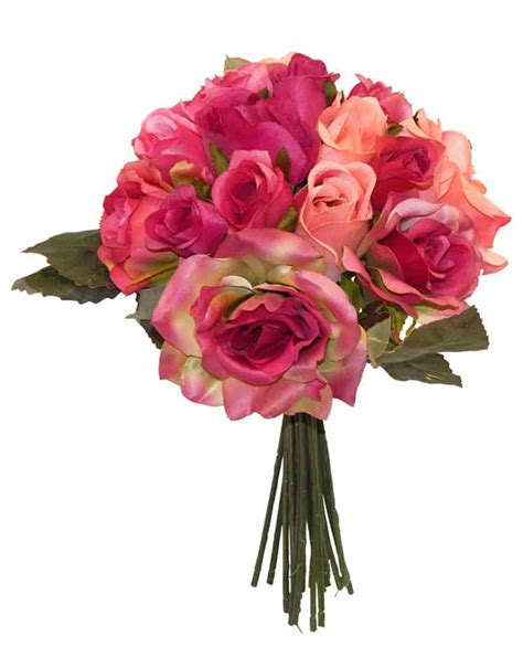 Artificial Fuchsia 14″ Tall Mixed Rose Bouquet Silk Flower Depot