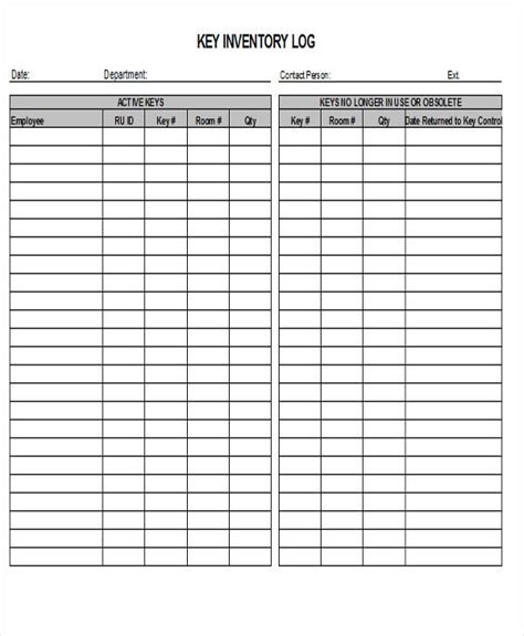 Key Log Templates 11 Free Printable Word And Excel Formats Samples