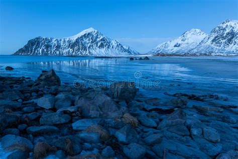 Skagsanden Beach Lofoten Islands Norway Stock Photo Image Of Blue