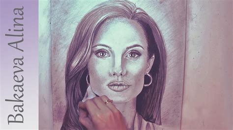 Анджелина Джоли портрет карандашом Angelina Jolie pencil portrait