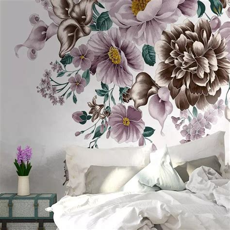 Custom Wallpaper Mural Hd Hand Painted Floral Wallcovering Bvm Home