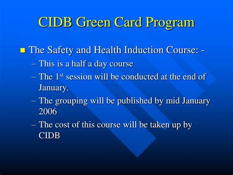 Your green card serves as evidence of your right to live and work in the united states permanently. PPT - CIDB Green Card Program PowerPoint Presentation ...
