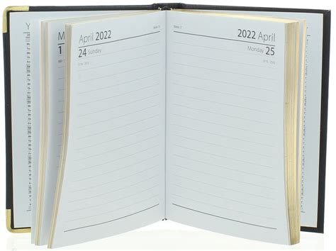 2022 A6 Page A Day Hardback Diary With Ribbon Marker Metal Corners Black