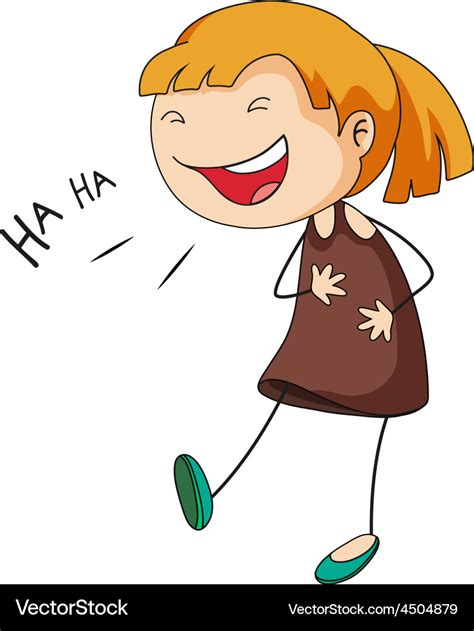 Cute Cartoon Girl Laughing And Smiling Isolated Vector Image The Best