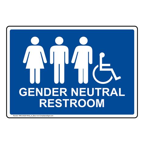 Gender Neutral Restroom Sign With Symbol Rre 25320 Whtonblu Restrooms