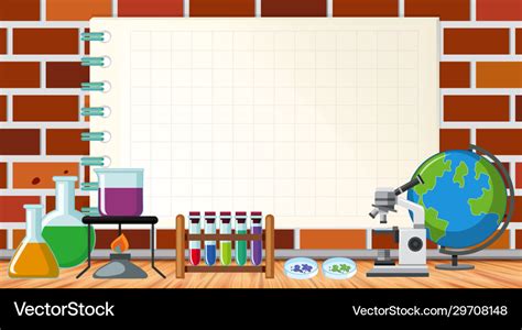 Border Template With Science Equipments In Lab Vector Image