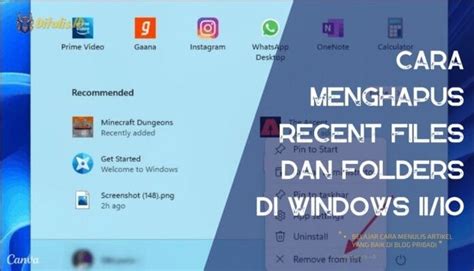 Cara Menghapus Recent Files Dan Folders Di Windows 1110 Ditulisid