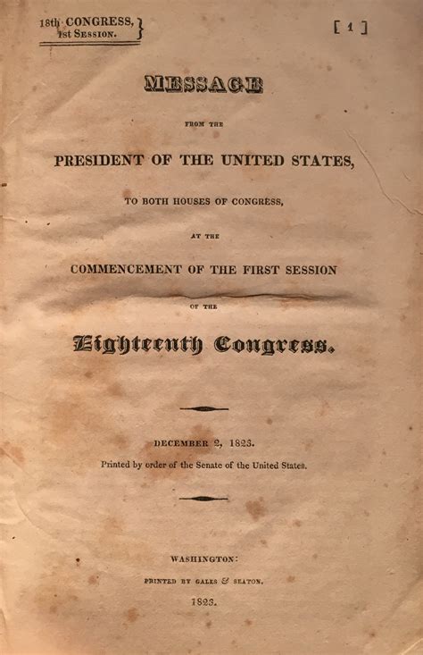 The Monroe Doctrine Message From The President Of The United States To Both Houses Of Congress