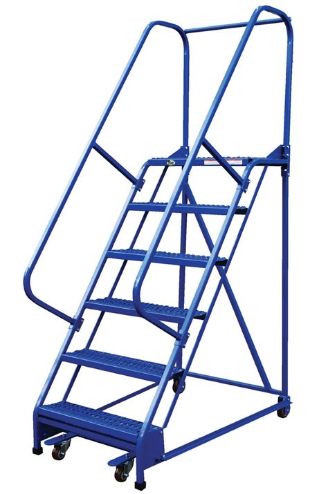 6 Step Portable Warehouse Ladders With 18 Wide Perforated Steps