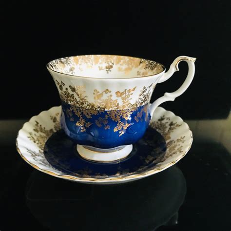 Royal Albert Tea Cup And Saucer England Fine Bone China White With Dark