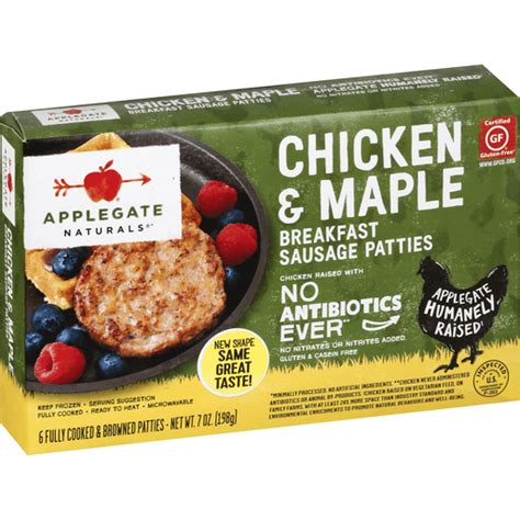 Applegate Naturals Chicken Maple Breakfast Sausage Patties Bacon