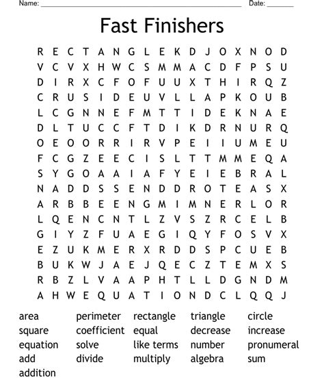 Fast Finishers Word Search Wordmint