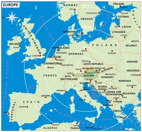 Map Of Europe With Austria World Map
