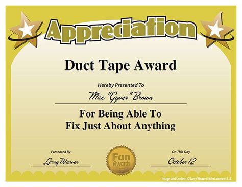 Funny Employee Awards Humorous Award Certificates For Employees