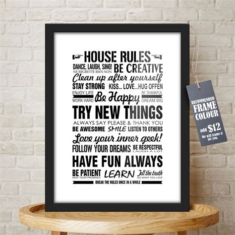 Art Prints Lifestyle Home House Rules White Poster Hub