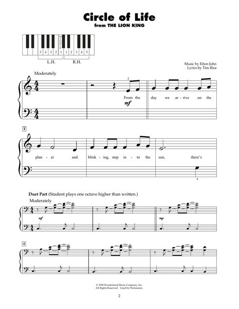 Circle Of Life From The Lion King By Elton John Sheet Music For